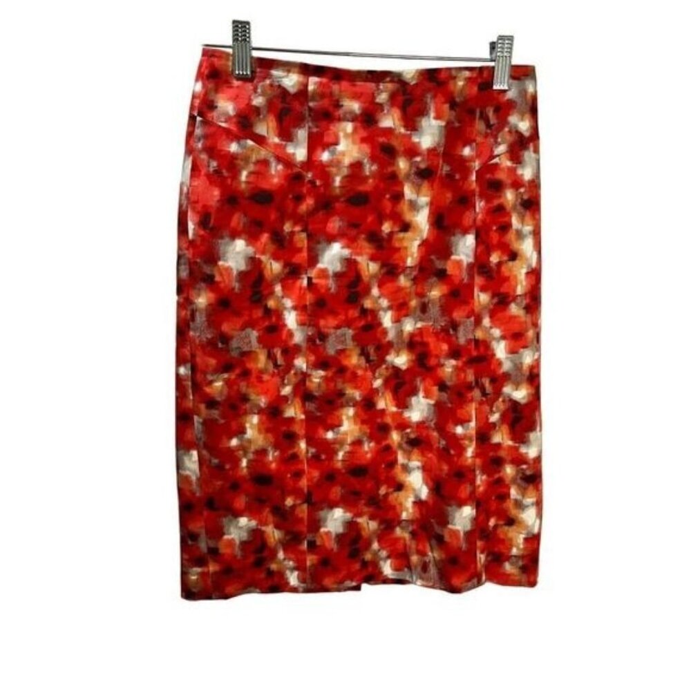 Abstract Floral Print Knee Length Skirt Size 0‎ NEW